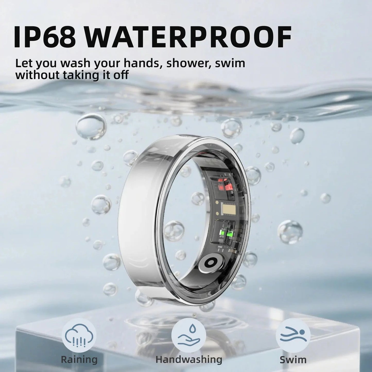 Smart Ring Wellness Tracker with Heart Rate, Temperature Check, Sleep, Stress| No Subscription | Android & Ios Compatible